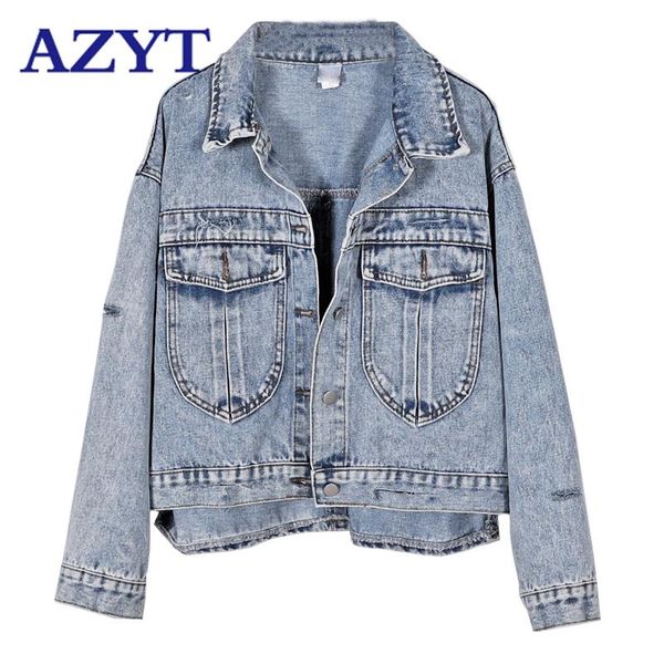 women's jackets azyt harajuku basic coat vintage jeans jacket female autumn cotton denim frayed ripped hole jean outwear, Black;brown
women's jackets azyt harajuku basic coat vintage jeans jacket female autumn cotton denim frayed ripped hole jean outwear, Black;brown