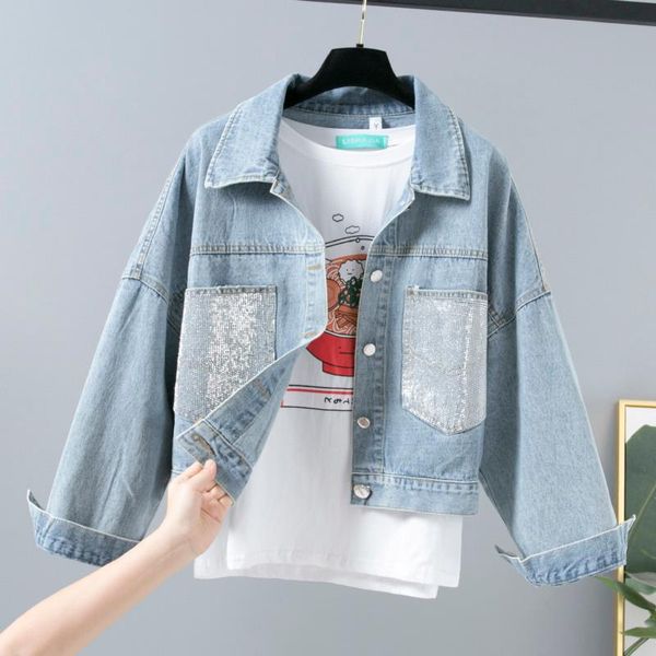 women's jackets spring autumn loose double pocket drilling vintage jeans jacket women long sleeve casual short denim outerwear female, Black;brown
women's jackets spring autumn loose double pocket drilling vintage jeans jacket women long sleeve casual short denim outerwear female, Black;brown
