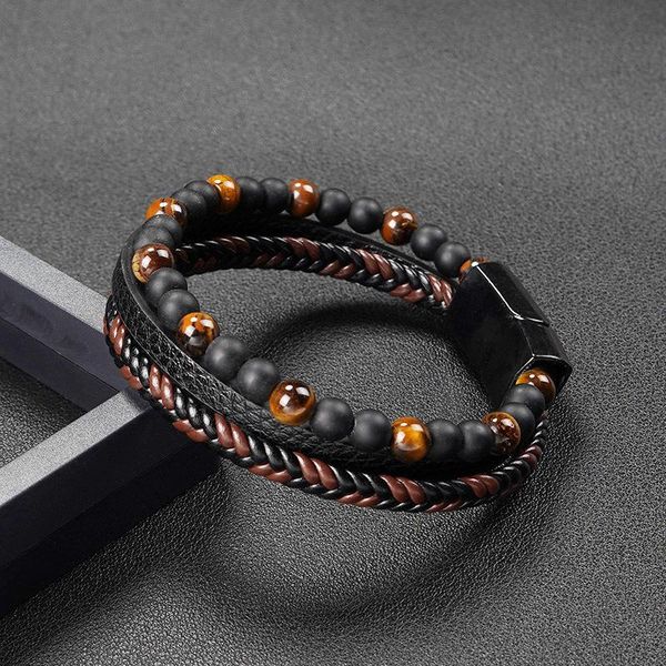 beaded, strands men real leather bracelet tiger eye stone magnet for male jewellery, Black
beaded, strands men real leather bracelet tiger eye stone magnet for male jewellery, Black