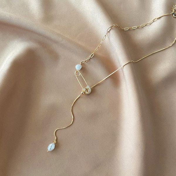 pendant necklaces the cold style paper clip tassel necklace women freshwater pearl collarbone chain niche luxury, Silver
pendant necklaces the cold style paper clip tassel necklace women freshwater pearl collarbone chain niche luxury, Silver