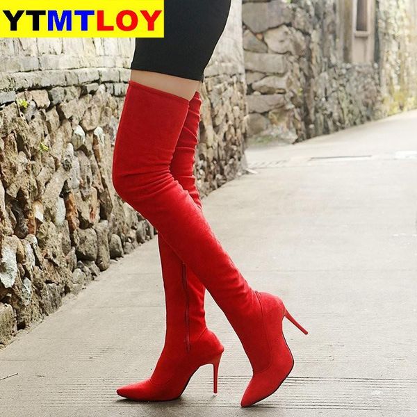 fashion women thigh super high boots suede leather heels lace up female over the knee plus size shoes pointed toe, Black
fashion women thigh super high boots suede leather heels lace up female over the knee plus size shoes pointed toe, Black