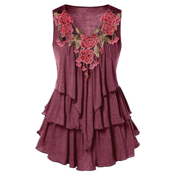 women's blouses & shirts vintage women summer blouse shirt sleeveless ruffles and embroidery flower cotton streetwear, White
women's blouses & shirts vintage women summer blouse shirt sleeveless ruffles and embroidery flower cotton streetwear, White