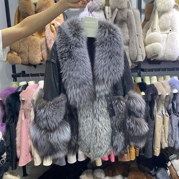 women's fur & faux 2021 winter jacket women real silver coat genuine leather natural korean streetwear oversize woman parkas, Black
women's fur & faux 2021 winter jacket women real silver coat genuine leather natural korean streetwear oversize woman parkas, Black