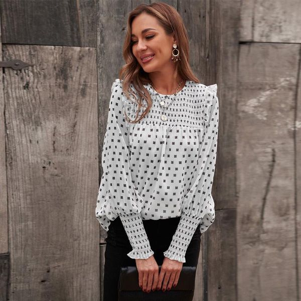 women's blouses & shirts ardm elegant polka dot print ruffled o-neck white femme long sleeve vintage casual chiffon shirt women 2021
women's blouses & shirts ardm elegant polka dot print ruffled o-neck white femme long sleeve vintage casual chiffon shirt women 2021