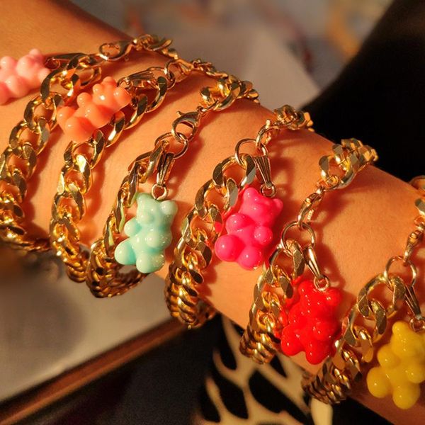 link, chain punk resin gummy bear charm bracelets for women hip gold silver color cuban chunky bracelet rock cool friendship gift, Black
link, chain punk resin gummy bear charm bracelets for women hip gold silver color cuban chunky bracelet rock cool friendship gift, Black