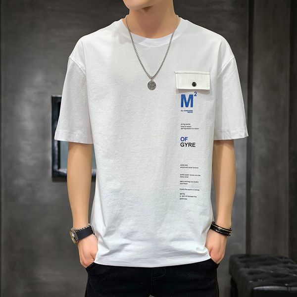 men's t shirts 2021 short sleeve summer trend sports leisure loose tide brand cotton, White;black
men's t shirts 2021 short sleeve summer trend sports leisure loose tide brand cotton, White;black