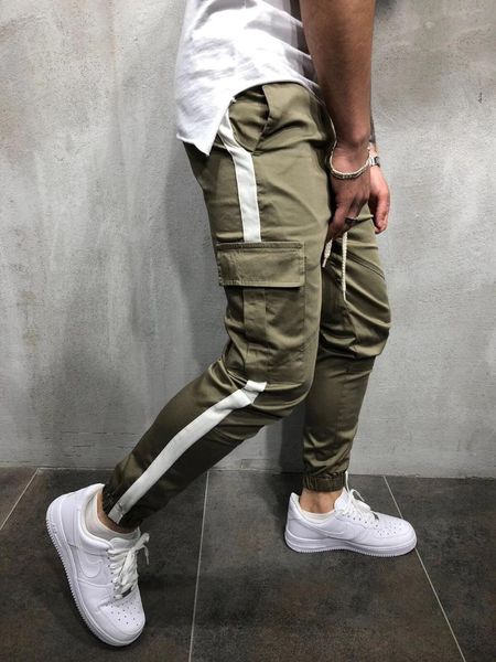 men's pants 2021 tide brand slim sports trousers fashion small feet casual stitching multi-pocket overalls sweatpants, Black
men's pants 2021 tide brand slim sports trousers fashion small feet casual stitching multi-pocket overalls sweatpants, Black