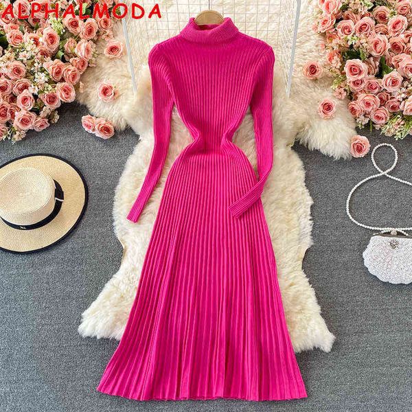 alphalmoda solid color turtle neck long-sleeved pleated elegant women knitted dress autumn winter all-matching bottom dress g1214, Black;gray
alphalmoda solid color turtle neck long-sleeved pleated elegant women knitted dress autumn winter all-matching bottom dress g1214, Black;gray