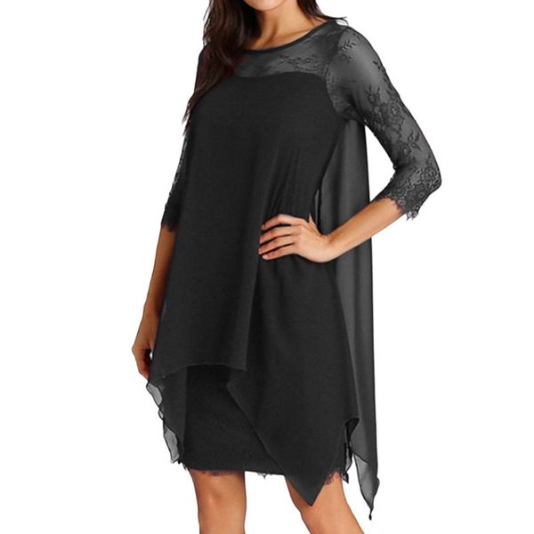 casual dresses solid dress women chiffon three quarter sleeve lace o neck irregular hollow out midi kleider damen #g4, Black;gray
casual dresses solid dress women chiffon three quarter sleeve lace o neck irregular hollow out midi kleider damen #g4, Black;gray
