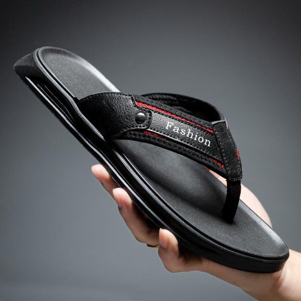 brand men's casual shoes leather flip flops for men summer slippers slats male sandalia masculina, Black
brand men's casual shoes leather flip flops for men summer slippers slats male sandalia masculina, Black