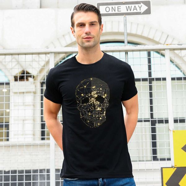 modal skull demon short sleeve t shirt youth trend diamond inlaid jacket men's wear, White;black
modal skull demon short sleeve t shirt youth trend diamond inlaid jacket men's wear, White;black