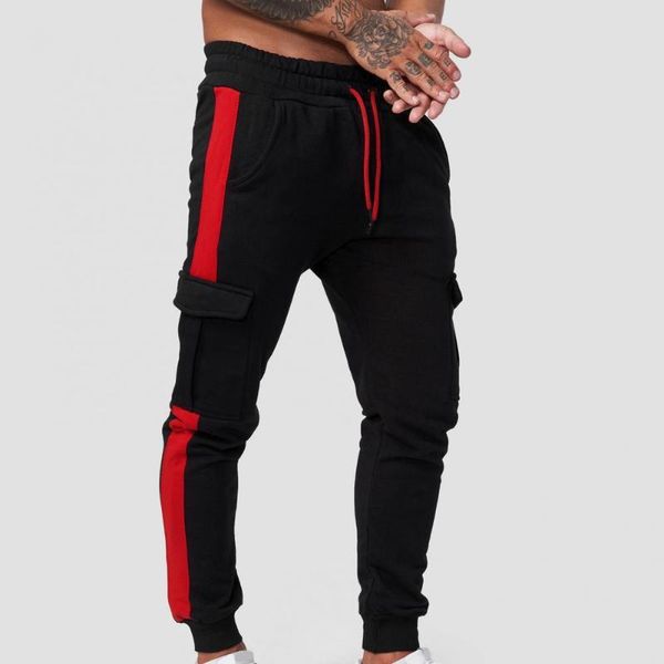 men's pants men sweatpants contrast colors sports casual streetwear trousers breathable elastic waist cargo for daily wear, Black
men's pants men sweatpants contrast colors sports casual streetwear trousers breathable elastic waist cargo for daily wear, Black
