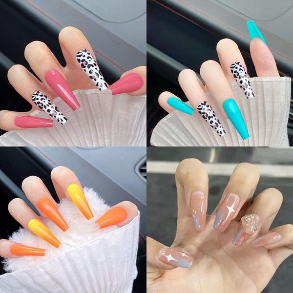 false nails wearable long leopard ballerina 24pcs artificial fake coffin full cover nail tips press on manicure tool, Red;gold
false nails wearable long leopard ballerina 24pcs artificial fake coffin full cover nail tips press on manicure tool, Red;gold