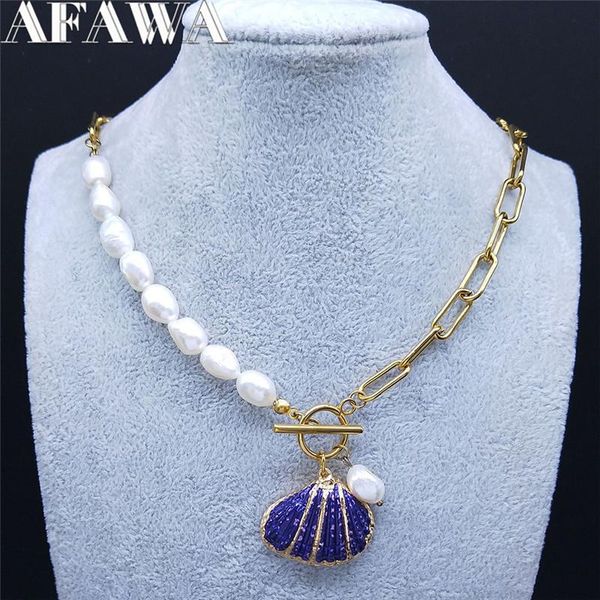 pendant necklaces 2021 fahshion purple shell pearl stainless steel chain necklace women/men gold color jewelry bijoux femme ni55s01, Silver
pendant necklaces 2021 fahshion purple shell pearl stainless steel chain necklace women/men gold color jewelry bijoux femme ni55s01, Silver