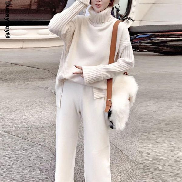 women's tracksuits 2021 sweater set women tracksuit spring autumn knitted suits 2 piece warm turtleneck pullovers wide legs pants, Gray
women's tracksuits 2021 sweater set women tracksuit spring autumn knitted suits 2 piece warm turtleneck pullovers wide legs pants, Gray