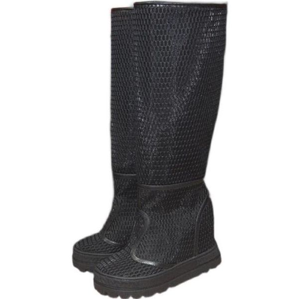woman black highly resistant nylon net wedge knee boots lady's hidden 80 mm platform thick sole slip on round toe long
woman black highly resistant nylon net wedge knee boots lady's hidden 80 mm platform thick sole slip on round toe long