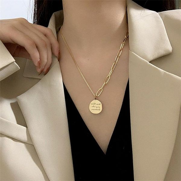 pendant necklaces necklace retro simple cold wind round piece geometric clavicle chain accessories, Silver
pendant necklaces necklace retro simple cold wind round piece geometric clavicle chain accessories, Silver