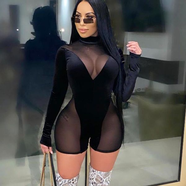 women's jumpsuits & rompers fashion long sleeve women black turtleneck see through party playsuits bodycon femme autumn winter, Black;white
women's jumpsuits & rompers fashion long sleeve women black turtleneck see through party playsuits bodycon femme autumn winter, Black;white