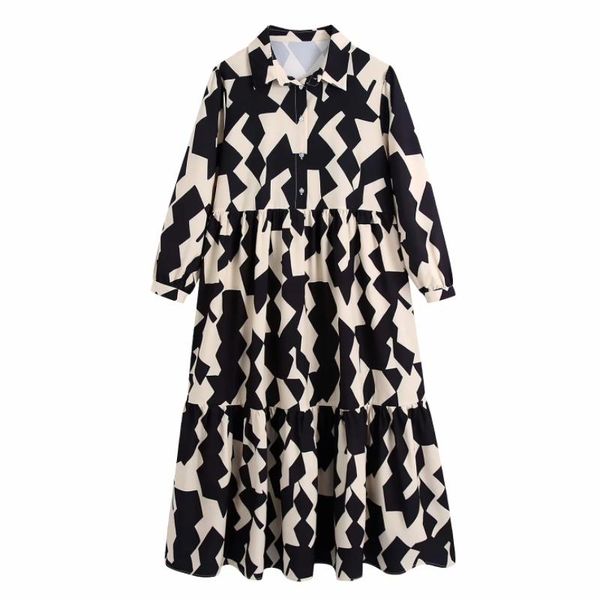casual dresses women geometric printing loose midi dress female nine quarter sleeve clothes lady vestido d8292, Black;gray
casual dresses women geometric printing loose midi dress female nine quarter sleeve clothes lady vestido d8292, Black;gray