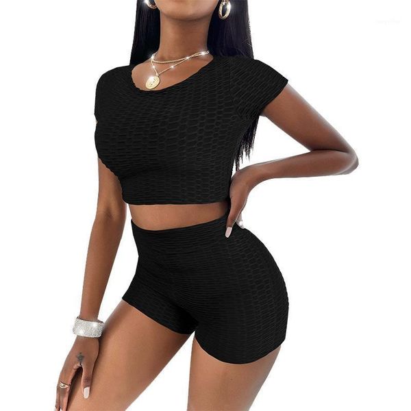 women's tracksuits european and american style short-sleeved two-piece round neck bag hip solid color yoga sports suit women, Gray
women's tracksuits european and american style short-sleeved two-piece round neck bag hip solid color yoga sports suit women, Gray