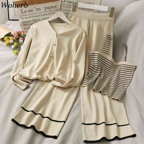chic 3 pieces set women knitwear cardigan + striped vest wide leg pants female autumn casual tracksuit outfits 210519, White
chic 3 pieces set women knitwear cardigan + striped vest wide leg pants female autumn casual tracksuit outfits 210519, White