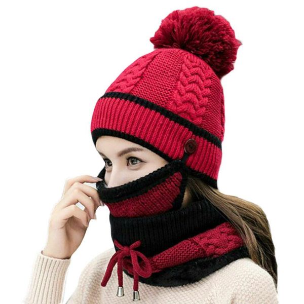 women knitted beanie scarf hat face mask set snood neck winter pompom cap thicken &t8 outdoor hats, Black;white
women knitted beanie scarf hat face mask set snood neck winter pompom cap thicken &t8 outdoor hats, Black;white