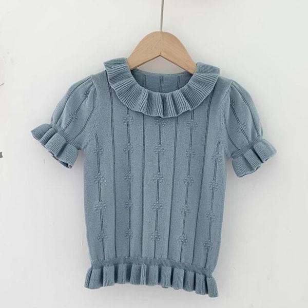 pullover kids knitting sweaters summer baby solid hollow out short sleeve lotus leaf collar girls, Blue
pullover kids knitting sweaters summer baby solid hollow out short sleeve lotus leaf collar girls, Blue