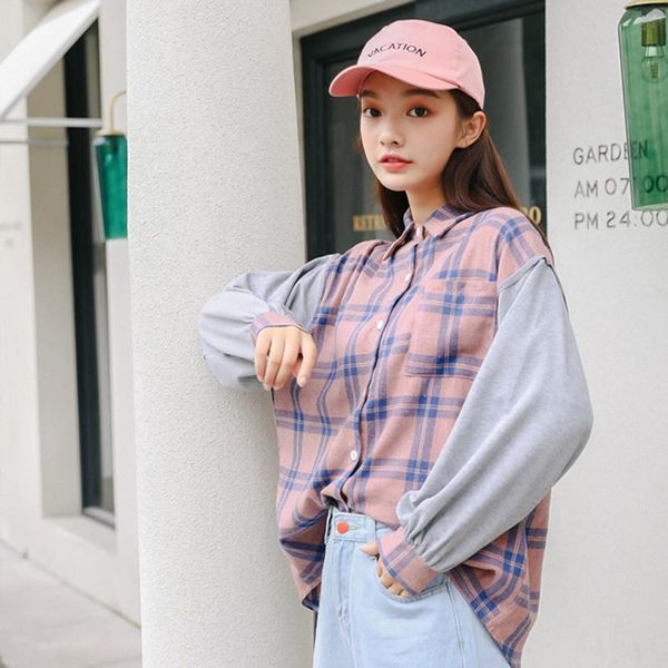 women's blouses & shirts aiyanga 2021 spring autumn women oversize cotton plaid blouse patchwork long sleeve female loose casual street, White
women's blouses & shirts aiyanga 2021 spring autumn women oversize cotton plaid blouse patchwork long sleeve female loose casual street, White