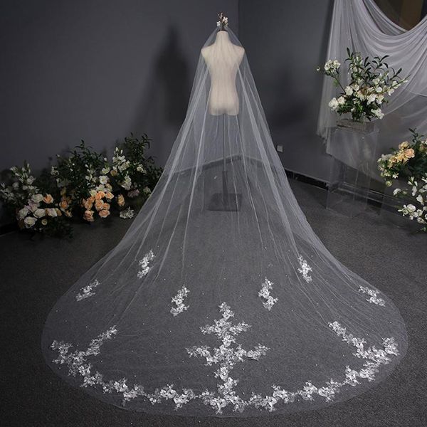 bridal veils real pos long lace wedding veil 3.8 meters ivory chapel appliqued bride headpiece accessories, Black
bridal veils real pos long lace wedding veil 3.8 meters ivory chapel appliqued bride headpiece accessories, Black