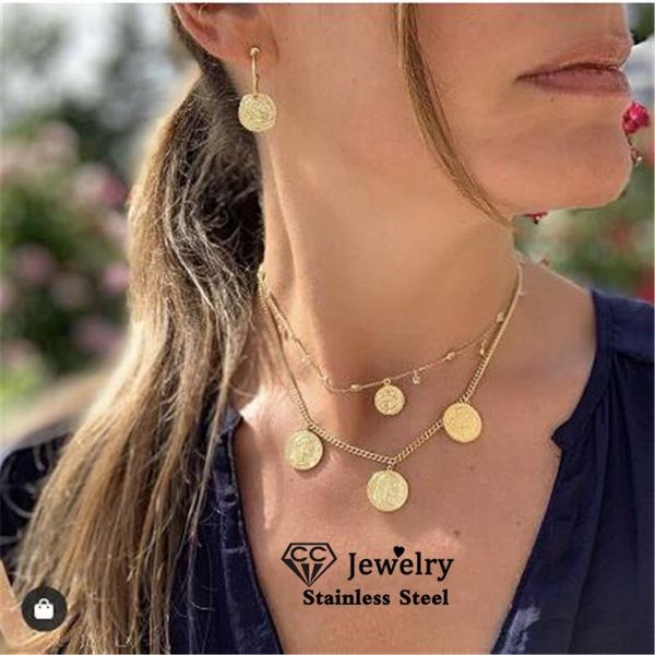 chains vintage necklace women accessories double layer human head coin shape pendant gold color choker jewelry charms party yh540, Silver
chains vintage necklace women accessories double layer human head coin shape pendant gold color choker jewelry charms party yh540, Silver