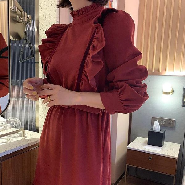 casual dresses women 2021 spring summer ruffles dress long sleeve mid-length o neck red cute pleated, Black;gray
casual dresses women 2021 spring summer ruffles dress long sleeve mid-length o neck red cute pleated, Black;gray