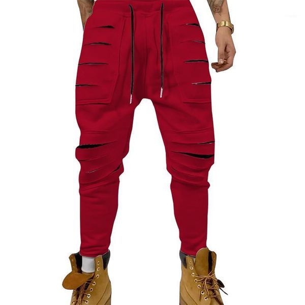 european and american street trend hole sweatpants drawstring personality straight slim foo men's pants, Black
european and american street trend hole sweatpants drawstring personality straight slim foo men's pants, Black