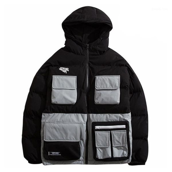 men's down & parkas hip hop parka jackets men streetwear multi-pocket contrast hooded padded jacket 2021 winter harajuku cotton, Black
men's down & parkas hip hop parka jackets men streetwear multi-pocket contrast hooded padded jacket 2021 winter harajuku cotton, Black