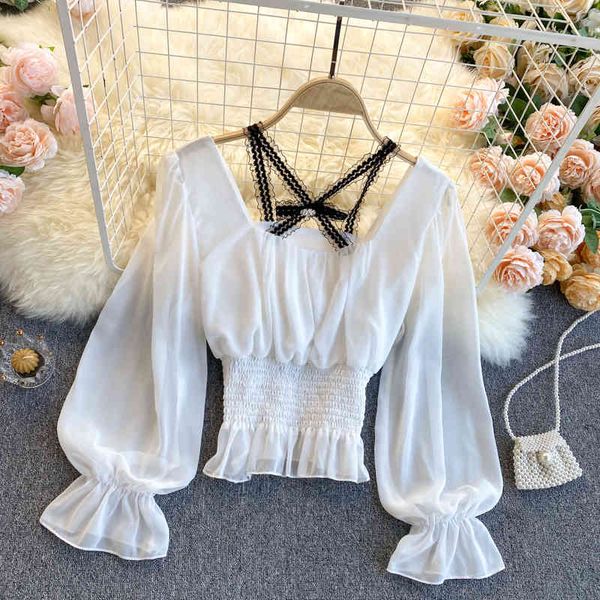 blouses women solid chiffon slim blouse spring square collar sleeve short korean bow elastic ruched blouses, White
blouses women solid chiffon slim blouse spring square collar sleeve short korean bow elastic ruched blouses, White