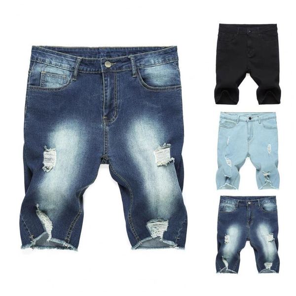 men's shorts stylish solid color skin-friendly summer clothes ripped men jean short pants, White;black
men's shorts stylish solid color skin-friendly summer clothes ripped men jean short pants, White;black
