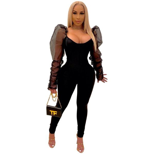 women's jumpsuits & rompers women sheer mesh puff sleeve patchwork jumpsuit v neck long bodycon romper revel festival club overall one, Black;white
women's jumpsuits & rompers women sheer mesh puff sleeve patchwork jumpsuit v neck long bodycon romper revel festival club overall one, Black;white