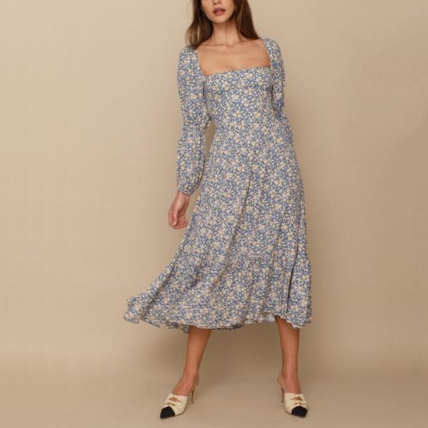 casual dresses spring and summer women's flower print square neck long sleeve slim dress, Black;gray
casual dresses spring and summer women's flower print square neck long sleeve slim dress, Black;gray
