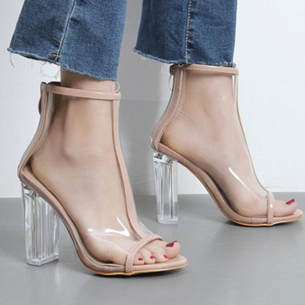 summer women sandals pu transparent zip square heel 11cm high heels pumps lady sandal woman shoes, Black
summer women sandals pu transparent zip square heel 11cm high heels pumps lady sandal woman shoes, Black