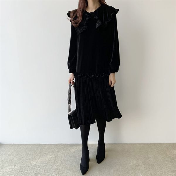 slender velvet stylish pleated peter pan collar slimming solid elegant feminine women office lady basic dress 210421, Black;gray
slender velvet stylish pleated peter pan collar slimming solid elegant feminine women office lady basic dress 210421, Black;gray