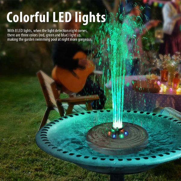 3.8w 2200 mah solar fountain pump colorful led lights swimming pools with 6 nozzles ip68 waterproof garden decoration decorations
3.8w 2200 mah solar fountain pump colorful led lights swimming pools with 6 nozzles ip68 waterproof garden decoration decorations