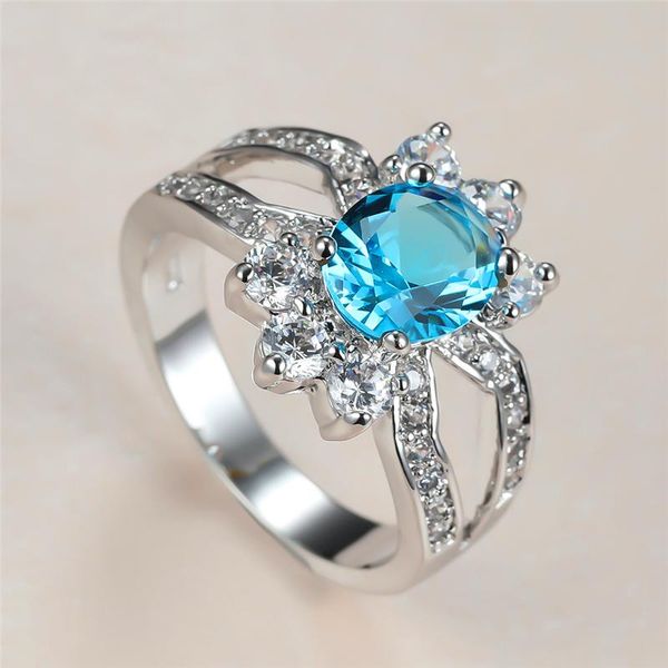 Aqua Blue Zircon Oval Stone Ring Vintage Hollow Silver Color Rings For Women Wedding Fashion Jewelry White Crystal Flower, Slivery;golden
Aqua Blue Zircon Oval Stone Ring Vintage Hollow Silver Color Rings For Women Wedding Fashion Jewelry White Crystal Flower, Slivery;golden