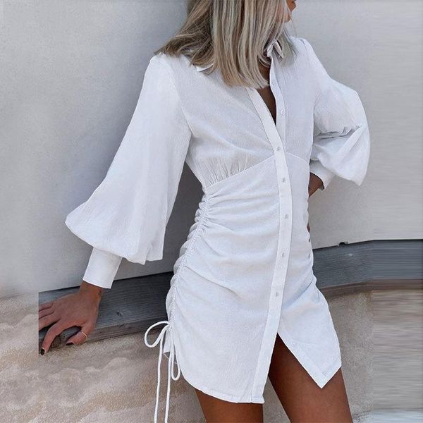 casual dresses women lantern sleeve turn-down collar shirt autumn drawstring draped party dress elegant v neck button cotton mini, Black;gray
casual dresses women lantern sleeve turn-down collar shirt autumn drawstring draped party dress elegant v neck button cotton mini, Black;gray