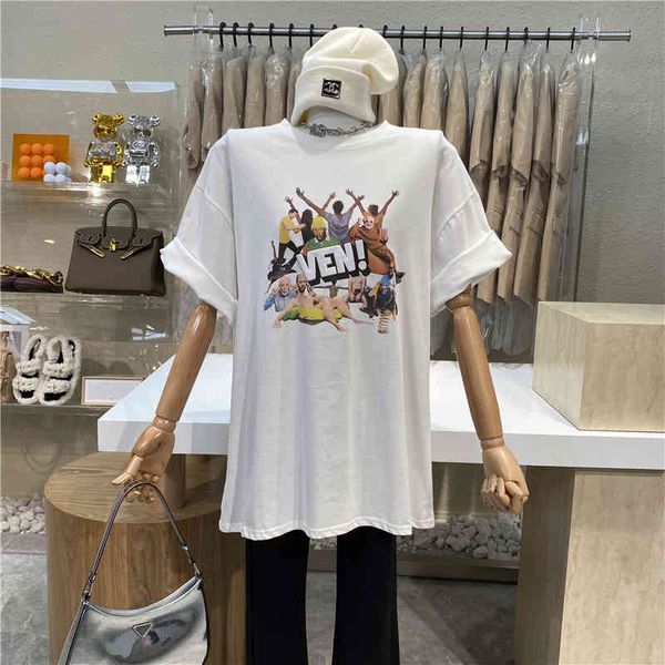 niche design 2021 cartoon picture labelled around the neck fashion shirt printing, White
niche design 2021 cartoon picture labelled around the neck fashion shirt printing, White