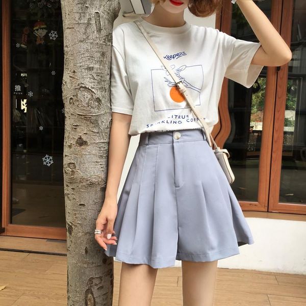 women's shorts women pleated skirts classic vintage high waist blue wide leg female caual summer ladies loose, White;black
women's shorts women pleated skirts classic vintage high waist blue wide leg female caual summer ladies loose, White;black