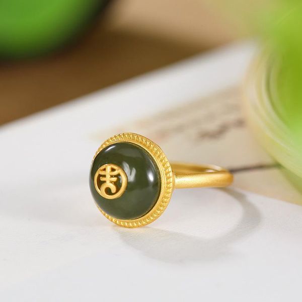cluster rings women fine jewelry inlaid ring with hetian jasper gemstones female simple auspicious opening k0091, Golden;silver
cluster rings women fine jewelry inlaid ring with hetian jasper gemstones female simple auspicious opening k0091, Golden;silver