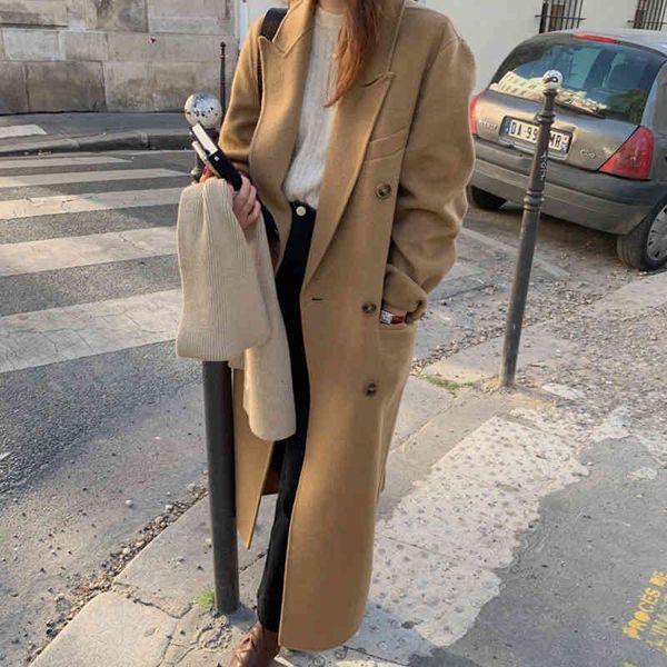 women's wool & blends winter women handmade high end pocket en overcoat double breasted loose plus size long 100% coat jacket o727, Black
women's wool & blends winter women handmade high end pocket en overcoat double breasted loose plus size long 100% coat jacket o727, Black