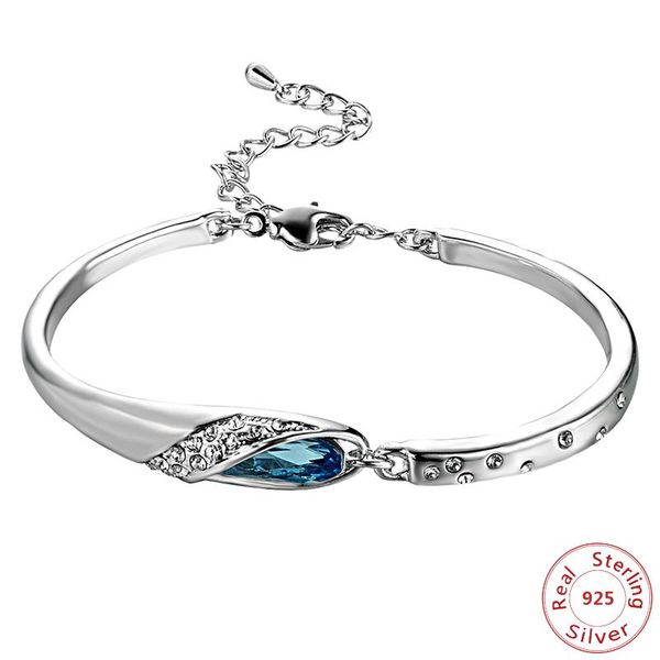 fashion jewelry crystals women bracelet blue 925 sterling silver charm bracelets bangles lucky for woman bangle, Black
fashion jewelry crystals women bracelet blue 925 sterling silver charm bracelets bangles lucky for woman bangle, Black