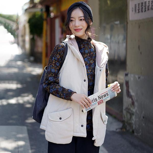 women's vests johnature women hooded sleeveless button cotton warm vintage autumn coats 2021 pockets patchwork coat, Black;white
women's vests johnature women hooded sleeveless button cotton warm vintage autumn coats 2021 pockets patchwork coat, Black;white
