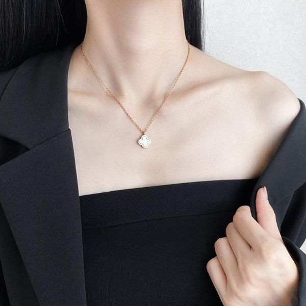 pendant necklaces women's necklace stainless steel four-leaf clover natural mother clavicle chain valentine's day high-end gift ma, Silver
pendant necklaces women's necklace stainless steel four-leaf clover natural mother clavicle chain valentine's day high-end gift ma, Silver