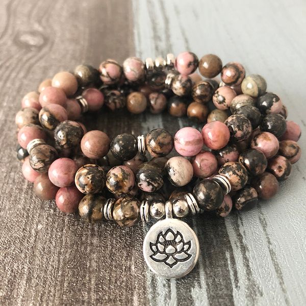 prayer beads mala necklace lotus charm jewelry 8mm black line rhodonite meditation bracelets
prayer beads mala necklace lotus charm jewelry 8mm black line rhodonite meditation bracelets